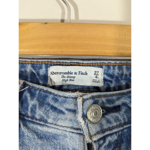 Abercrombie & Fitch Blue The Skinny High Rise Curve Love Jeans Women Size 27 - Picture 7 of 9
